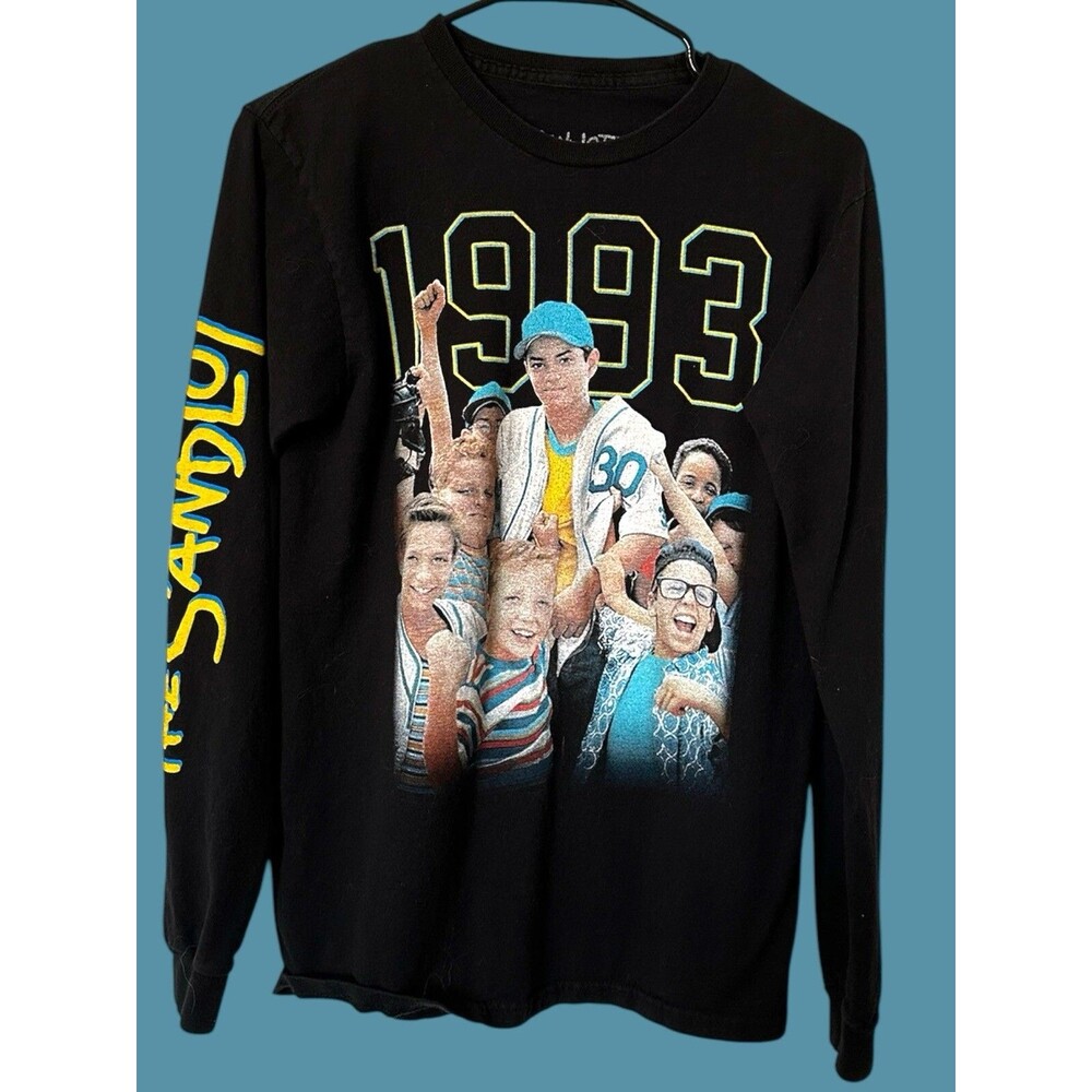 The Sandlot T Shirt Black Long Sleeve Graphic Print Small Classic Movie Tee EUC